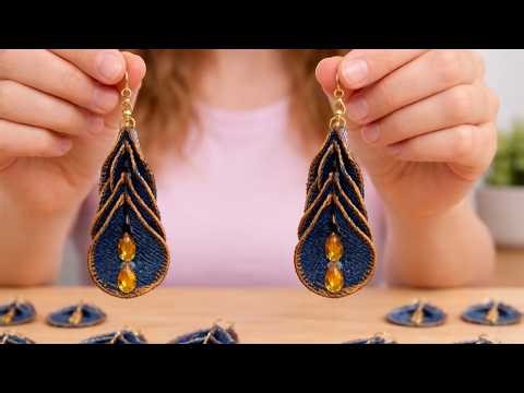 How to Turn Old Jeans into Luxury Handmade Earrings👖 🧵 🪡