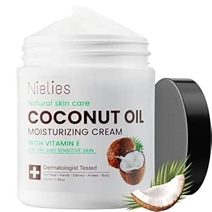 Coconut Oil Moisturizing Cream for Skin & Body, Coconut Oil Lotion for Dry Skin, Coconut Cream Lotion for Face, Hands & Hair, Crema de Coco para la Piel, Fast Absorbing,