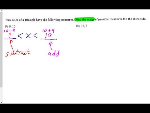 Find range of values for third side of a triangle