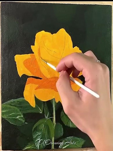 Step-by-Step Yellow Rose Acrylic Painting Tutorial | Easy Floral Art for Beginners