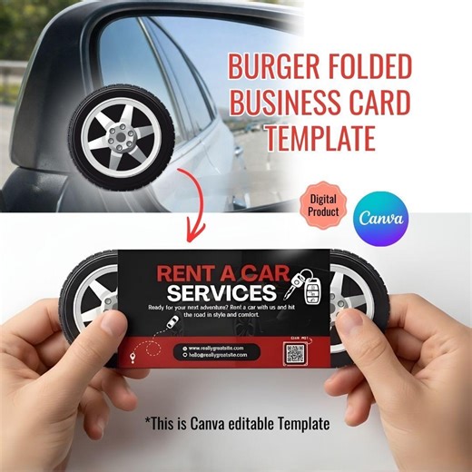 Car Rental Business Card Template | Editable QR Code Canva Design (digital Download) - Etsy
