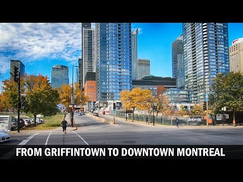 Walking from Griffintown to Downtown Montreal. Montreal City Walking Tour Video.