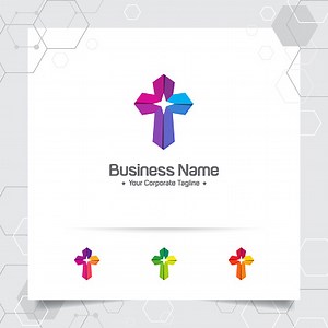 Christian cross logo design with the concept of religious symbol....