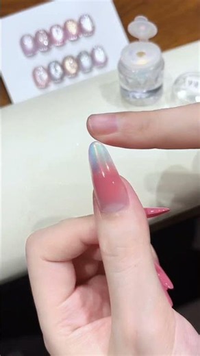 Cat eye nail design idea with almond shape