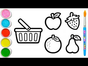 🍎🍐🍓 Grocery Shopping for Fruits Picture Drawing, Painting and Coloring for Kids, Toddlers #415
