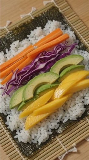 Perfect Fresh Rainbow Sushi Roll Recipe 🍣✨ #SushiRoll #RainbowRoll #SushiAtHome #CookingASMR