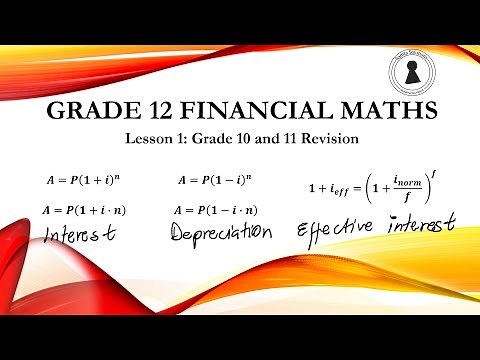 Grade 12 financial maths introductory lesson with revision of grade 10 and grade 11 work