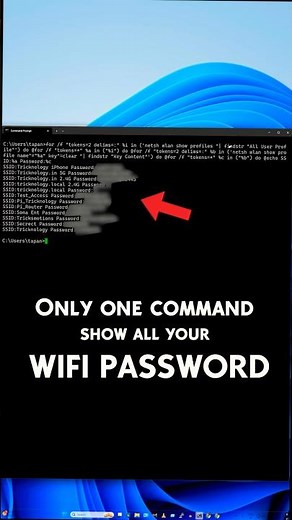 ONE COMMAND | SHOW ALL WiFi PASSWORDS