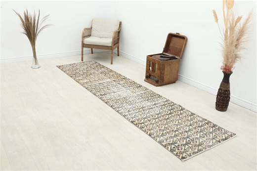 3x10 Brown Green Vintage Turkish Runner Rug: Turkish Wool Decor, Oushak Rug Runner, Hallway Runner, Patterned Runner, Long Home Decor - Etsy