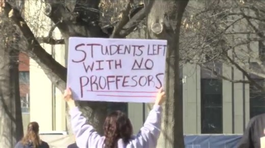 Haskell students protest layoffs at the Kansas Statehouse