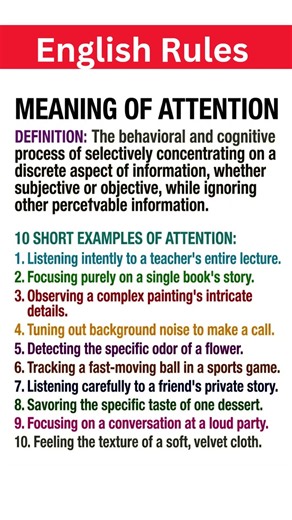 What is Attention? Definition, Mechanism, and 10 Daily Life Examples #esl #english