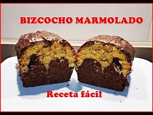 BIZCOCHO MARMOLADO CON COBERTURA DE CHOCOLATE - Receta Fácil