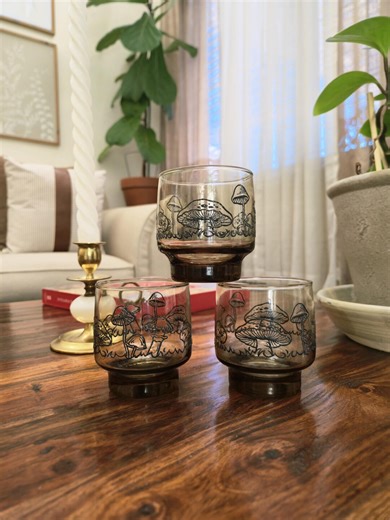 Vintage Libbey Glass Mushroom Cups: 1970s Cottagecore Drinkware Set of 3 - Etsy
