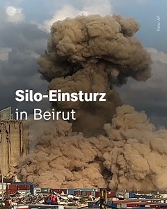 Mehr als zwei Jahre nach der Explosionskatastrophe im Hafen von Beirut sind am Dienstag erneut einige der stark beschädigten Getreidesilos in sich zusammengefallen. | ZDF heute