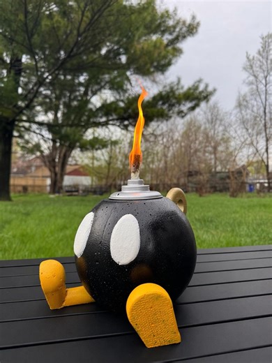 Concrete Bomb-omb Tiki Torch Holder - Etsy
