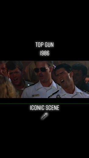 Iconic scene from Top Gun with Tom Cruise and Meg Ryan