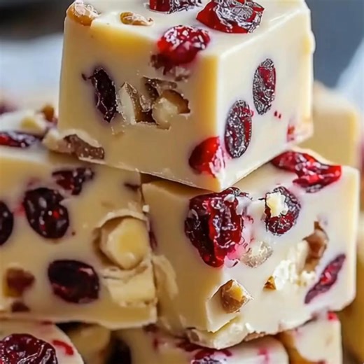 White Chocolate Cranberry Fudge This White Chocolate Cranberry Fudge is a creamy and sweet treat that combines the richness of white chocolate with the tangy flavor of cranberries. It's perfect for the holidays or any time you're craving something indulgent. Ingredients: 1. 2 cups (12 oz) white chocolate chips or finely chopped white chocolate 2. 1 can (14 oz) sweetened condensed milk 3. 1/4 cup unsalted butter 4. 1 teaspoon vanilla extract 5. 1/2 cup dried cranberries, roughly chopped 6. 1/4 cu