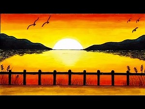 OIl Pastel Drawing | How To Draw a Beautiful Sea Beach Sunset Scenery _ Easy Scenery Drawing