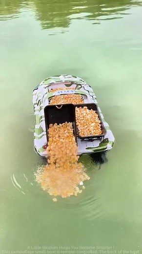 Remote-controlled boat spreads bait, come on fish!