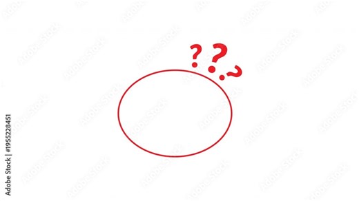 Circle Highlight Animation with Question Marks Loop. Red circle highlight animation with question marks