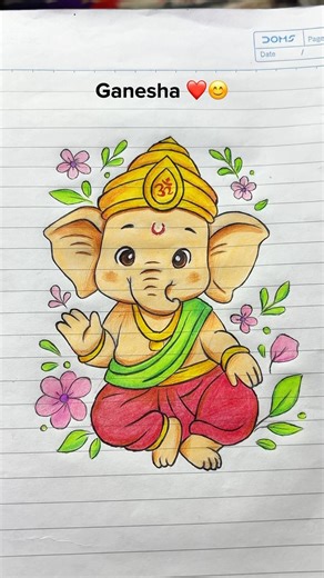 Ganesh Ji Pencil Colour Drawing ￼❤️😊 #shots #youtubeshorts #ganesh