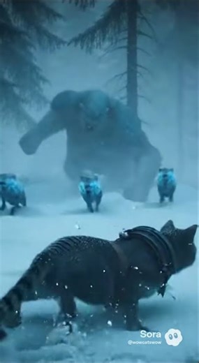 Witcher Cat vs Winter Beasts 🐱⚔️❄️ #catshorts #crazycats #viral #cats #funnycats #thewitcher