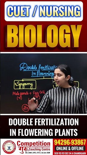 Double Fertilization Explained | Flowering Plants | CUET Biology | CUET Nursing Coaching Chandigarh