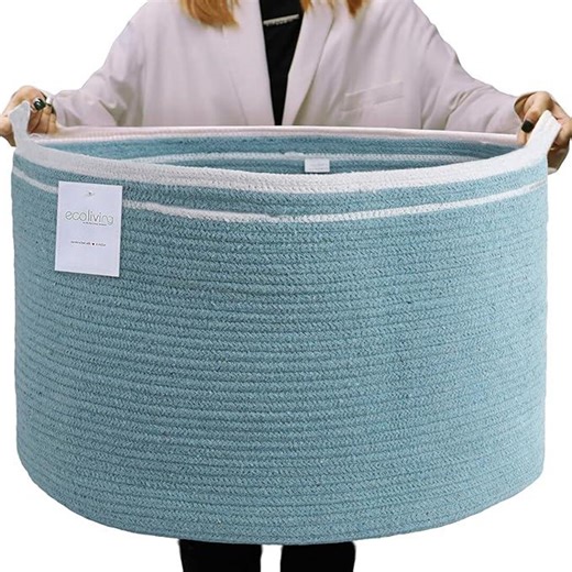Extra Large Recycled Cotton Rope Basket – Blue Woven Storage - Etsy