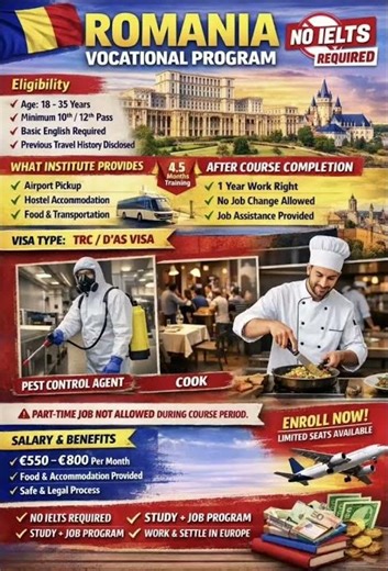 Romania Vocational Program 2026 🇷🇴 | Study + Work Opportunity