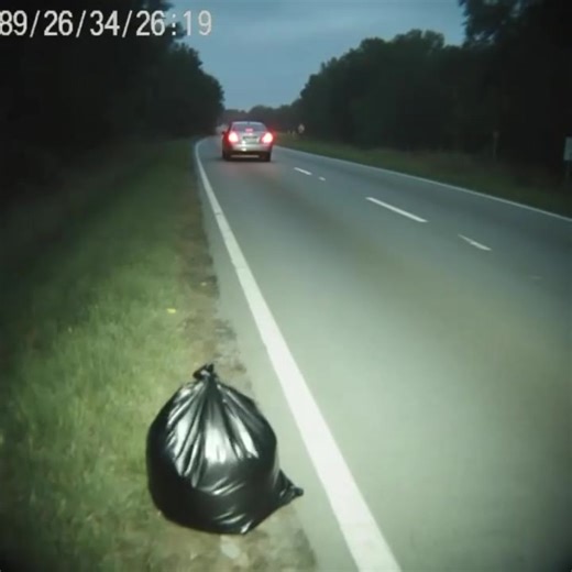 The driver was driving silently, staying close to the center of the road. On the passenger seat, an old dog was dozing. 😱😱 Then, when nothing seemed out of the ordinary, a car appeared ahead. A strange car was slowly moving forward. At one point, it slowed down, the back door opened slightly — and a black garbage bag was tossed onto the side of the road. The car immediately sped up and disappeared around the bend. The driver tensed up. The dog growled and cautiously lifted its head. He slowed 