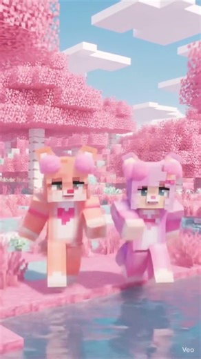 Very cute Minecraft world with two characters Jane and Dani