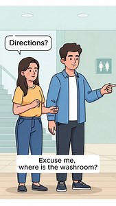 Learn how to ask for directions politely in English 🚻 This simple daily conversation helps you speak confidently in public places like malls, offices, or stations. Practice this dialogue and use it in your daily life 😊 | Learn & Speak English