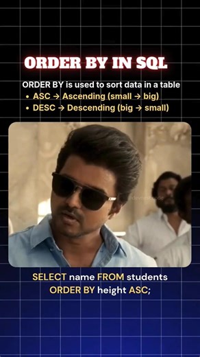 SQL Order by 😎❤️‍🔥 | SQL easy tamil #coding #engineering #sql #programming #viral #trending #fyp