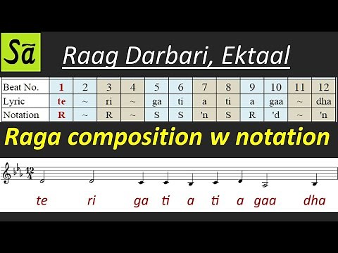 Raag Darbari bandish | Teri gati ati agaadh | Raga composition with staff notation | Raag Hindustani