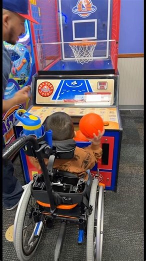 How the love for basketball started at Chuck E Cheese 🏀😂🔥 #basketball #myboy #spinabifida