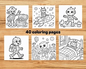 Robots Coloring Book | 40 Square Fun Robot Pages | 2 PDF Printable Files (cover   Interior) - Etsy Australia