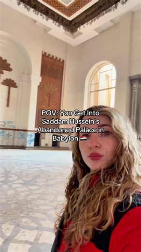 I explored Saddam Hussein’s abandoned palace, perched right above the ancient ruins of Babylon. It’s a surreal, haunting juxtaposition: a 20th-century monument of ego overlooking the 4,000-year-old cradle of civilization. The site is controversial because Saddam actually destroyed parts of the original ruins to make room for this palace. He even had his name stamped into the new bricks used to rebuild the ancient walls. Visiting Iraq with @Bil Weekend #Iraq #visitiraq #travelvlog #katiecaftravel