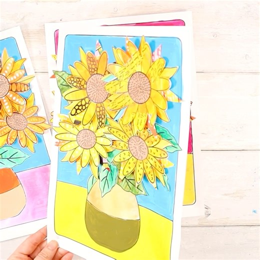 Sunflowers that speak in texture and color — inspired by Van Gogh, brought to life through collage 🌻 ✨ #artycraftykids #artforkids #collageart #artlessons | Arty Crafty Kids