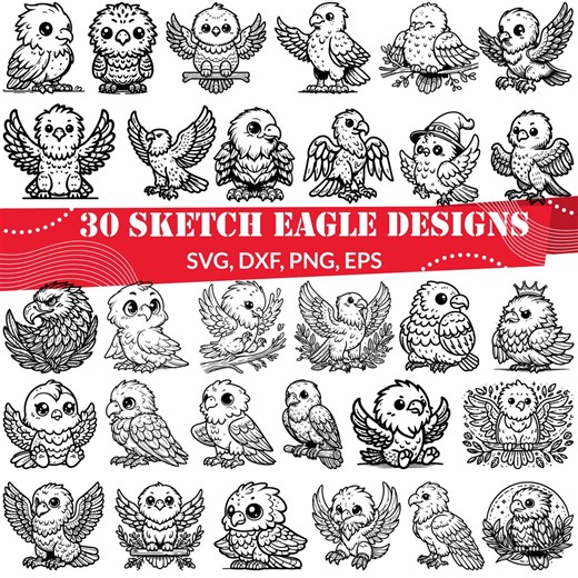 Cute Eagle Sketch SVG Bundle, Patriotic Vector Art (digital Download) - Etsy