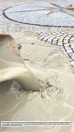 Cement Grout Filling Between Stone Pavement | Outdoor Stone Joint Sealing Process.