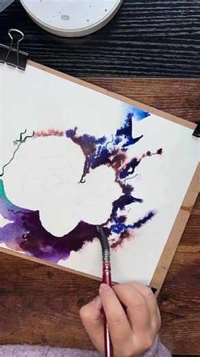 Magical Wrinkled Peach Mushroom Watercolor Art