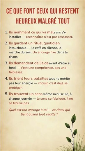 🌀 Ces habitudes des gens qui restent heureux malgré les épreuves #psychologie
