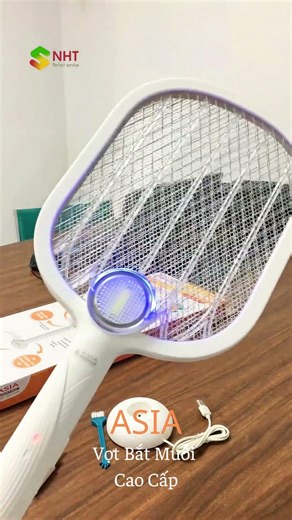 [ASIA] Vợt Muỗi Điện Asia VM06 Cao Cấp, Tích Hợp Đèn Bắt Muỗi, Tích Điện cổng usb, đèn pin