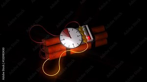 Dynamite bomb with clock timer - 10 sec.time laps Stock Video