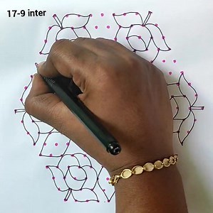 Simple rose kolam using 17-9 inter dots for beginners | DB's Kaivannam