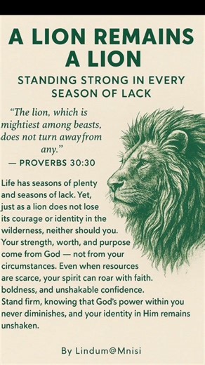 A Lion Remains a Lion – Stay Strong in Every Season of Life