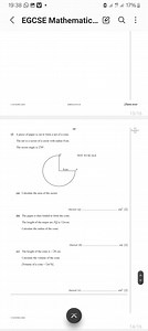 12. A piece of paper is cut to form a net of a cone.The net i... | Filo