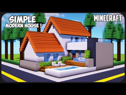 Minecraft : How to Build a Simple Modern House with pool !