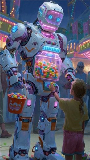 Candy Robot Shocks the Amusement Park!" #CandyRobot #ViralVideo #SciFiFuture #ai #travel