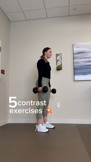 Contrast training = strength and power By paring a loaded movement with an explosive one, you target the muscles and the nervous system by firing the fast twitch muscle fibers. You build strength through resistance and then train your body to fire faster with more power when the load is removed Benefits: - More force production per stride - Better ground contact reactivity - Stronger tendons & joint control - Improved speed & drive - Prolonged power output - Faster reaction time - Improved explo